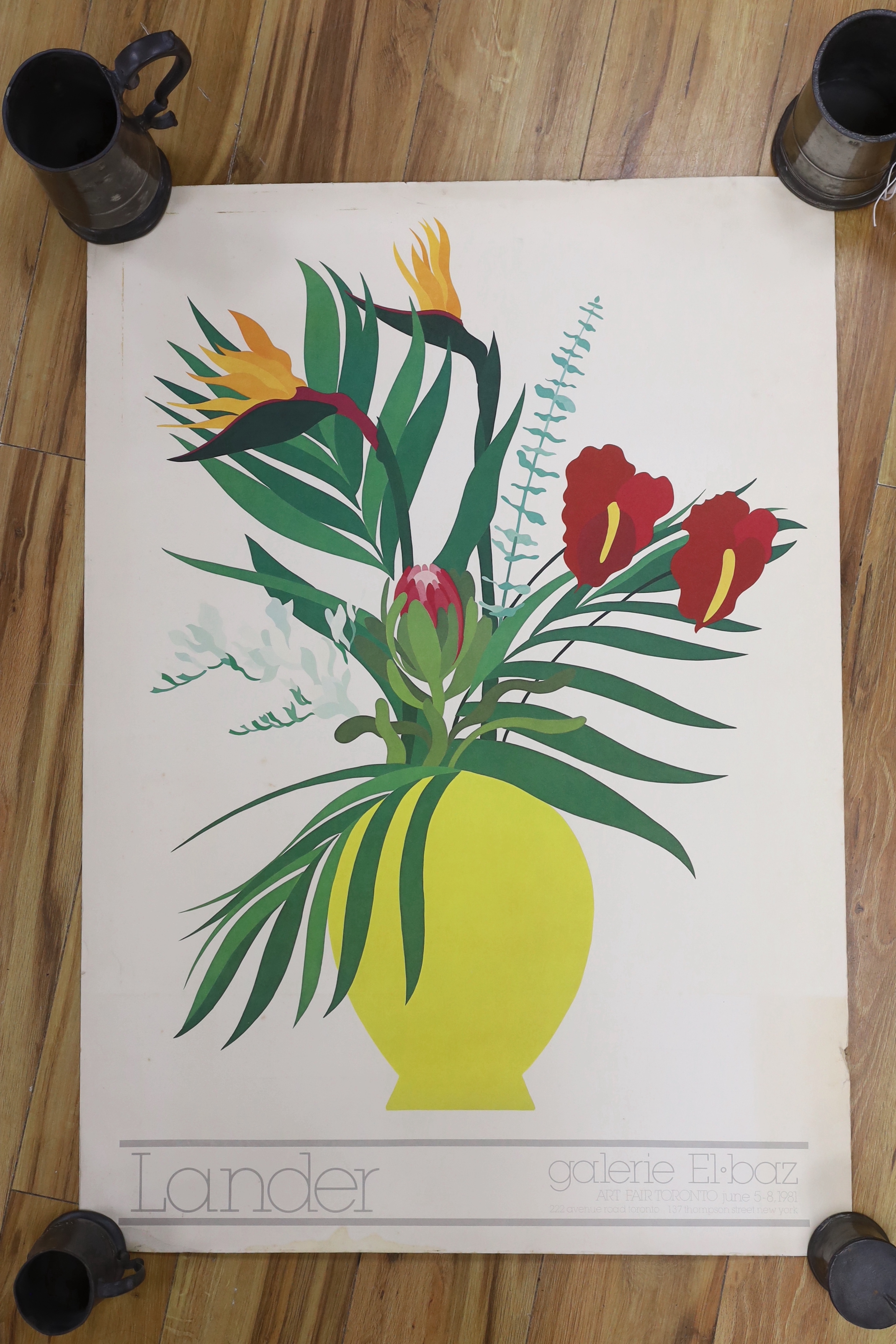 A. Lander Galerie, El Baz, June 1981 Art Fair poster, Still life of flowers in a vase, 96 x 69cm, unframed